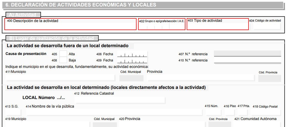 Epigrafia IAE Modelo 037